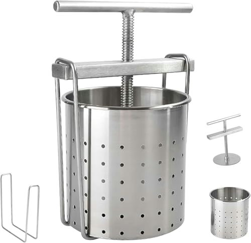 HDMOZUYT Pressoir à Fruits, Presse Manuelle pour Usage Domestique, Presse à vin avec Panier en Acier Inoxydable pour la Fabrication de vin et de Miel~/