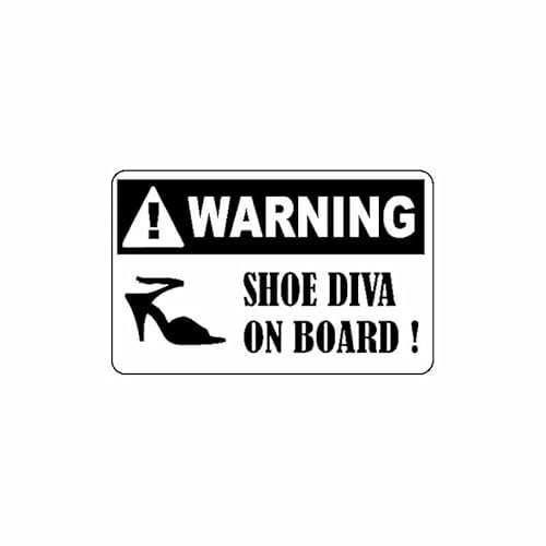 JIFENLI Autoaufkleber 12,7 cm * 8 CM WARNSCHUH DIVA AN BORD Aufkleber Vinyl Auto Aufkleber Schwarz/Silber