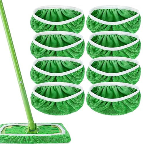 8 Stück Tücher Wiederverwendbare für Swiffer Bodenwischer, Swiffer Ersatz Wischbezüge, Mikrofaser Ersatzbezug, Nass Trocken Wischmopp Bezug, für Reinigung Von HartböDen Und HolzböDen