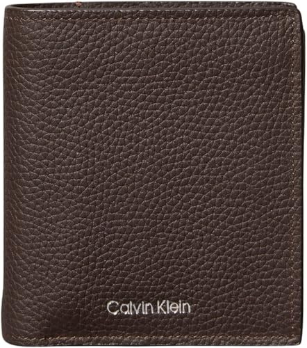 Calvin Klein Uomo Borsello Foil Emboss Slim Trifold con Scomparto Monete, Marrone (CK Dark Brown), Taglia Unica