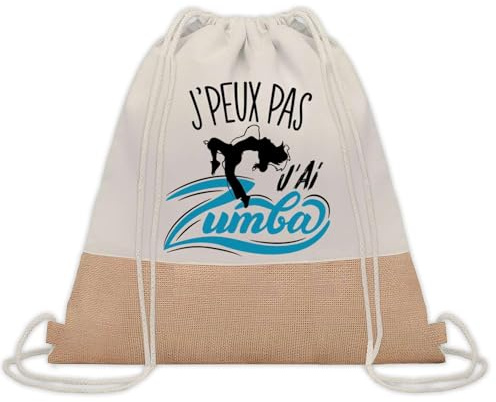 Planetee Sac à dos toile et jute J'peux Pas Zumba | Sac de Sport et Gym avec cordelettes | Idée Cadeau Collègue Noël Anniversaire | Sac Doudou