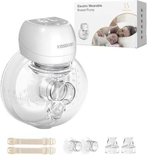 KISSBOBO 1508 Milchpumpe Elektrisch, 193g Leicht, Weiß 1 Stück | 180ml Becher, 3 Modi, 9 Saugstufen, 1200mAh Akku, 27mm Öffnung, freihändig zu Hause, im Büro und unterwegs