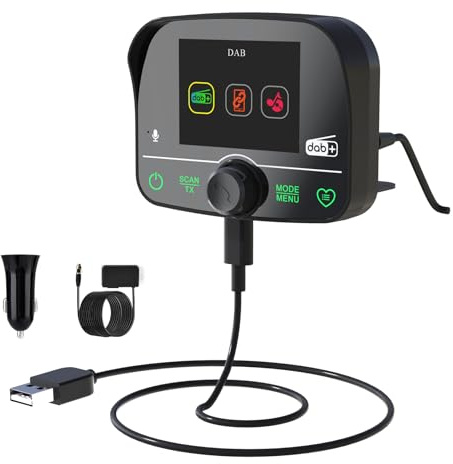 Bluetooth Radio, DAB fm Transmitter Auto für dab Adapter mit 2 Zoll Colorful Screen dab Plus Radio Auto mit Bluetooth Freisprechtelefon AUX IN Micro SD Card Playback Touch Key Control