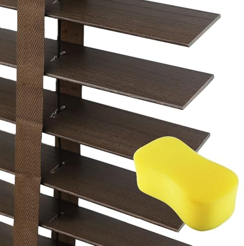 Persianas Venecianas de Madera 50 mm Láminas Horizontales Oscurecedoras Estores Resistente a la Humedad para Interiores Cocina Baño Dormitorio Fácil de Instalar(Marrón)