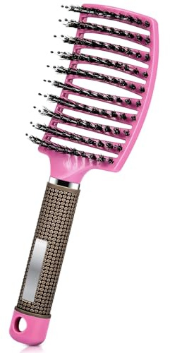 Detangle Hair Brush, Hair Extension Brush Faster Blows Drying, Hair Brush Detangler with Boar Bristles For Wet/Dry/Thick/Long Hair Women, Pink