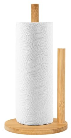 Porte Essuie Tout - Porte-Rouleau D'essuie-Tout Debout en Bois | Support pour Rouleaux | Support Serviettes en Papier À Base Antidérapante | Range Rouleau pour Cuisine Et Table À Manger