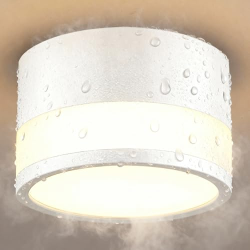 IP44 Wasserdichte Aufbauspot Weiß für Badezimmer Küchen, LED Deckenspot Warmweiß 3000K für Wohnzimmer Flur, 12W 1100LM Aufbaustrahler Flach, Deckenlampe Aufputz 230V Feuchtraum, Rund Ø100mm*63mm
