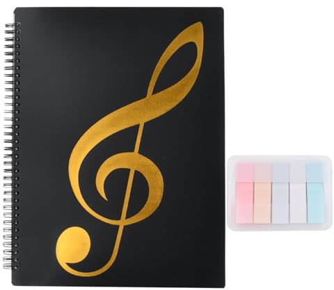 Carpeta de Partituras A4 – Organizador Musical con 60 Páginas en Espiral para Almacenamiento de Partituras, con Notas Adhesivas