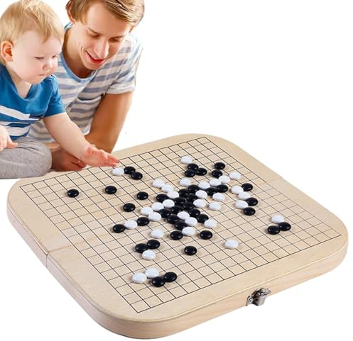 Go Spielset Holz - 12,6 Inches Brettspiel Set | 32x30,5x2cm Sperrholz Spiel - Faltbares Logikspiel für Anfänger und Fortgeschrittene Perfekt für Strategie, Unterhaltung