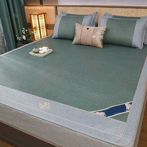 Double-Sided Rattan Cooling Mat - Eco-Friendly Bamboo Straw Bed Mat for Year-RoundPerfect for Single Beds Breathable Indoor & Outdoor Use