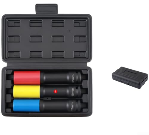 Socket Set, 1/2 Car Extended Tyre Socket Set with Screw Removal Tools, Electric Pneumatic Wrench Large Socket Head