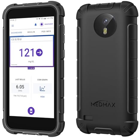 MEDMAX Silicone Case for Omnipod 5 | Lightweight Shockproof Anti Slip Protective Cover Soft Gel Skin with Dexcom G7 Cutout (Black)