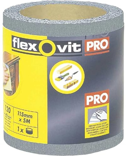 Flexovit 63642526416 Rollos de Papel Para Acabado, A201, Grueso Grano, 180 Tamaño Grano, 115 mm A x 5 mm L, Set de 6