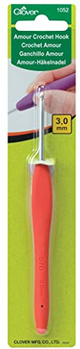 Clover CL1052, Häkelnadel aus Aluminium Griff aus Elastomer, Orangen, 3, Rot