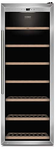 Caso WineSafe 137 | Weinkühlschrank für 137 Flaschen | abschließbar, auf 5-20°C einstellbar, leise, Touch, LED beleuchtet, freistehend, Edelstahl, 668, Edelstahl, Schwarz