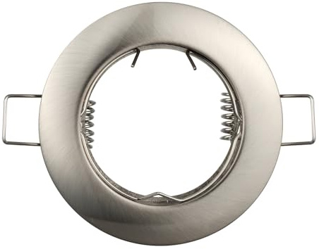 JOYINLED 10x Einbaurahmen inkl. GU5.3, MR16 GU10 Fassung Einbaustrahler schwenkbar für LED Halogen Keramik GU10 Fassung Einbauspots rund Einbaustrahler Rahmen Einbauleuchte Nickel gebürstet