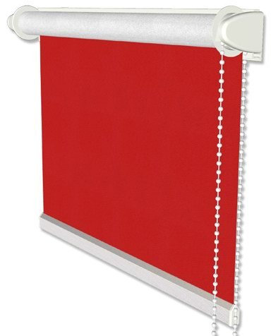 Interdeco Verdunkelungsrollos/Thermo-Rollo Rot BxH 71 x 215 cm ohne Bohren (Klemmfix-Rollo) für Balkontüren mit Seitenzugrollo mit Silberbeschichtung
