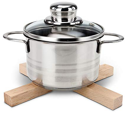 ROMINOX Geschenkartikel Topfuntersetzer // Calora – Platzsparend, praktisch und stabil, pfiffiger Topf- und Pfannenuntersetzer aus Buchenholz, modernes Design; Maße: ca. 21 x 4.6 x 1.8 cm