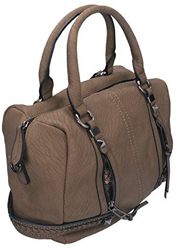 Damen Handtasche MILANO 2 Henkeltasche Umhängetasche mit Reißverschluss, Schulterriemen und zwei Henkeln Farbe camel