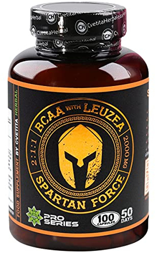Cvetita Herbal Spartan Force BCAA 2:1:1 Аngereichert mit Leuzea wurzel ECDYSTERONE, Muskelwachstum stimuliert, Unterstützt schnelle Erholung, Verzweigtkettige Aminosäuren