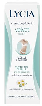 Lycia, Crema Depilatoria Ascelle e Inguine con Estratto di Camomilla, Lenitiva e Calmante, Ristabilisce la Morbidezza Cutanea, Adatta a Pelli Sensibili, Velvet Touch, 100 ml