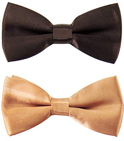 axy Kinderfliege 2er Set, Jungen Fliege, bereits gebunden, Konfirmation verstellbar KFLIS1 (Set 2 (Beige + Dunkelbraun))