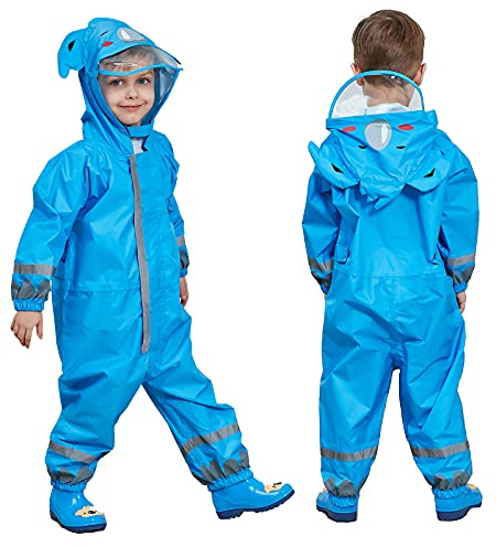 FILOWA Imperméable à Capuche Enfant Garçon Fille Manteaux imperméables Combinaison de Pluie Rain Pantalon Respirant Randonnée Vestes Transparent Chapeau Cape Pluie Poncho Bleu Koala Unisexe 3-5 Ans