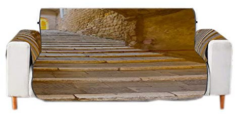A.Monamour Sofabezug Sofaüberwurf Sesselschoner Steinstufen Schmale Gasse Italien Toskana Mittelalterliche Stadt Samt Stuhl Abdeckung Sofa Abdeckung Sofaschoner Sofahusse Sofaschonbezug Sofaschutz