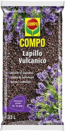 COMPO Lapillo Vulcanico, Per la Pacciamatura e la Decorazione, Sacco 33 L