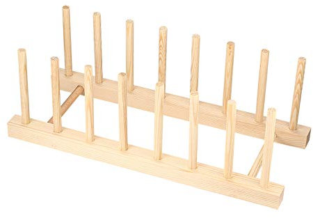 OIJOIYOI Wooden Dish Rack and Pot Lid Holder - Plate Pan Saucepan Stand, Dish Drying Rack, Kitchen Cupboard Storage Organiser for Bowl, Cup, Cutting Board