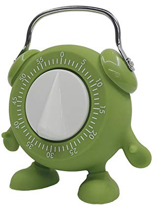 Vinseen Timer, for Kitchen Baking Teaching Cooking Egg Potty Training for Kids Cute 60 Mins Twist Wind-Up Mechanical Timer with Ring Alert, No Battery (Green)