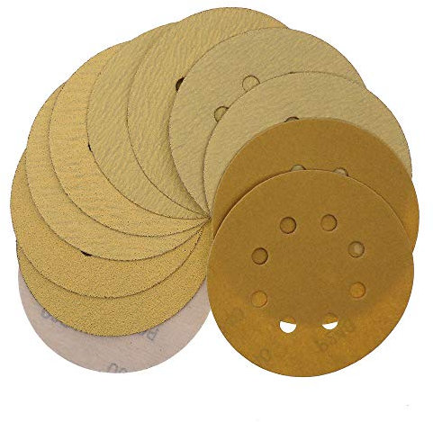 Lot de 10 disques abrasifs à 8 trous en oxyde d'aluminium grain 60 à 1000 - 125 mm