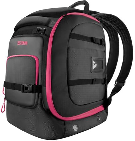 OutdoorMaster Skischuhtasche, 65 l, wasserdicht, Ski- und Snowboardstiefel, Schulterpolster, Ski-Rucksack für Helme, Brillen, Herren und Damen