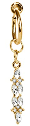 Beydodo Bauchnabelpiercing Fakes Ring aus Chirurgenstahl, Bauchnabelringe Lang Anhänger mit Zirkonia Körperpiercing Ring Bauchnabel Rosegold Gold Silber