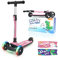 besrey Monopattino Bambina da 2-10 anni con Ruote LED Multicolore, Monopattino 3 Ruote Bambina Pieghevole, Regolabile in 4 Altezze, Unicorno rosa