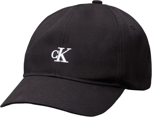 Calvin Klein Bambini Unisex Cappellino Monogram Baseball in Cotone, Nero (CK Black), S-M