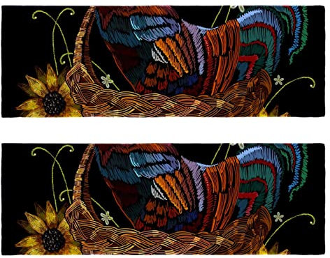 2 PCS Microfiber Towels Rooster in a Bamboo Basket Sports Workout Towels
