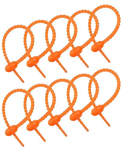 sourcing map Reusable Zip Ties, 7 Inch Silicone Ties Bag Clips, All-Purpose Silicone Ties, Cable Ties, Bread Tie, Household Twist Ties, Reusable Twist Ties (Neon Orange Pack of 20)