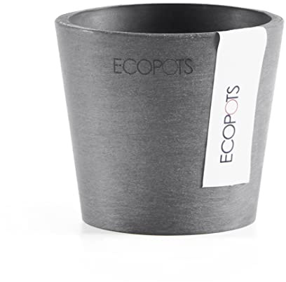 Ecopots Blumentopf Amsterdam Hell Grau - Durchmesser Ø 8 cm rund klein - Pflanzentopf aus Recycling Kunststoff - Übertopf modern für Indoor und Outdoor