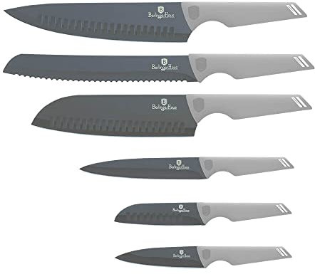 trends4cents Berlinger Haus Messer Set | 6-tlg. antibakteriell umweltfreundlich Kochmesser Brotmesser Santokumesser Allzweckmesser Schälmesser Küche Haushalt (Aspen)