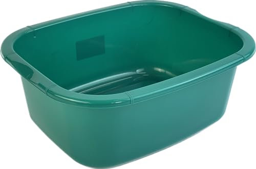 NIAM 11 Litres Rectangular Washing Up Bowl Eco Made Plastic Basin Mixing Sink Tidy Organizer Large Kitchen Portable Dish Washtub (Teal 2)