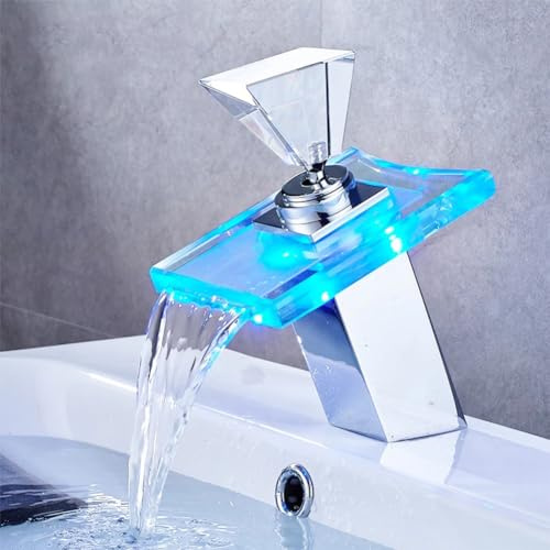 Wasserfall Wasserhahn Bad Waschtischarmatur Badarmatur Moderne Stil Messing Einhebelmischer Mischbatterie, Waschbecken Armatur Wasserhahn Waschbecken, Chrom