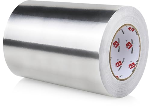 BOMEI PACK Aluminum Foil Tape,Heavy Duty Metal Duct Tape,High Temperature Silver Tape,Perfect for Sealing & Patching,HVAC,Air Ducts,Insulation and Metal Repair (8 Inch x 55 Yards)
