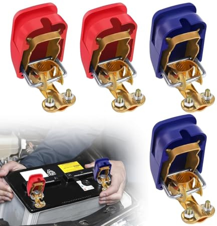 yotutun 2 Paar Batterieklemmen, 12V Klemmen Batterieanschlüsse Polklemmen Autobatterie Batterie Klemme Auto Batteriepolklemmen Batterieklemme Schnellklemmen für Boot KFZ PKW