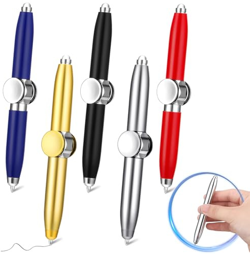 Jostift 5 Stück Fidget Pen,Spinning Pen Fidget Stifte mit LED-Licht Finger Stress Releasing Kugelschreiber Fidget Stifte für Erwachsene Kinder