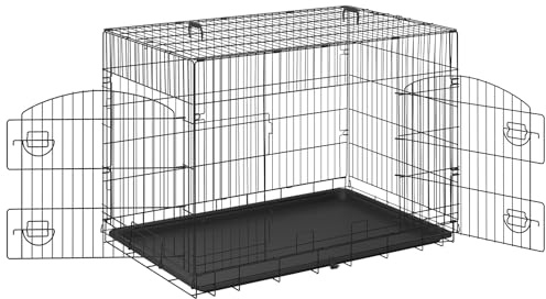 EUGAD Hundebox, Hundekäfig Metalldraht mit ausziehbare Bodenschale
