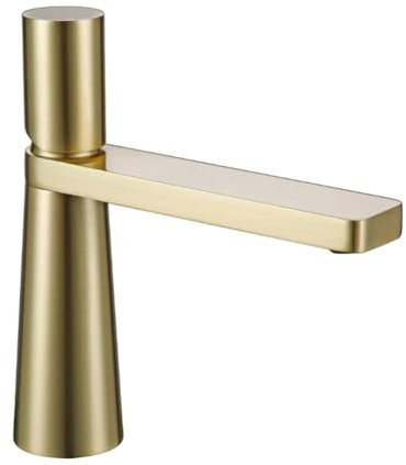 Wasserhahn Bad Waschtischarmatur Messing Einhebel Mischbatterie Waschbecken Armatur, Badarmatur Waschtischbatterie Badezimmer, Gebürstetes Gold