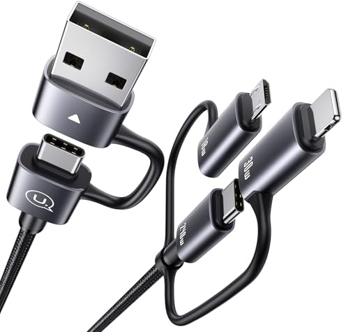 enablink 6 in 1 Multi USB C Ladekabel, 240W USB Kabel Mehrfach Schnellladekabel con USB A/C auf iP/Micro/Typ C Nylon Universal ladekabel für Phone 16/15/14/13 Laptop Tablet (1.2M)