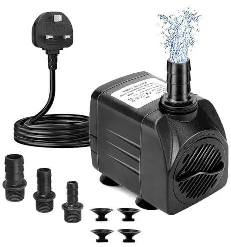 KINGYEENUO Aquarium Pump, Water Pump, Pond Pump, Submersible Pump 25W, 400GPH(1500L/H), 3 Nozzles, with 8.2ft High Lift, Ultra Quiet Water Pump for Aquariums, Fish Tank, Pond Fountain, Hydroponics