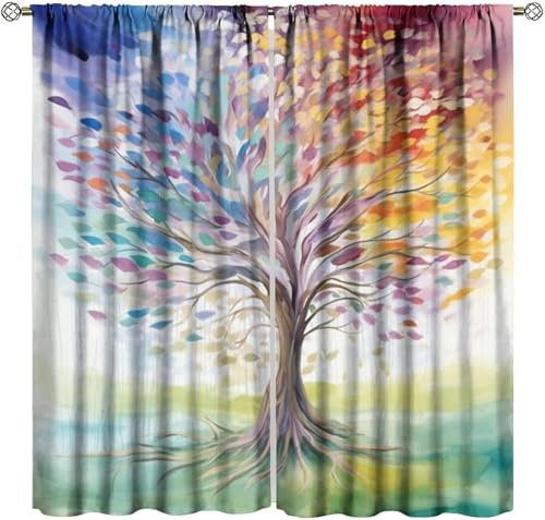 Vorhang Kinderzimmer Bunter Pflanzenbaum 150 (B) X 166 (H) cm 3D Digitaldruck Druckmuster Öse Thermisch Isoliert 90% Für Schlafzimmer Wohnzimmer Esszimmer ​Kinderzimmer Junge Mit Mädche 9426352226973